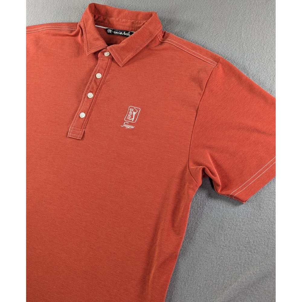 TravisMathew Mens TPC Sawgrass Golf Polo Shirt Large Burnt Orange‎